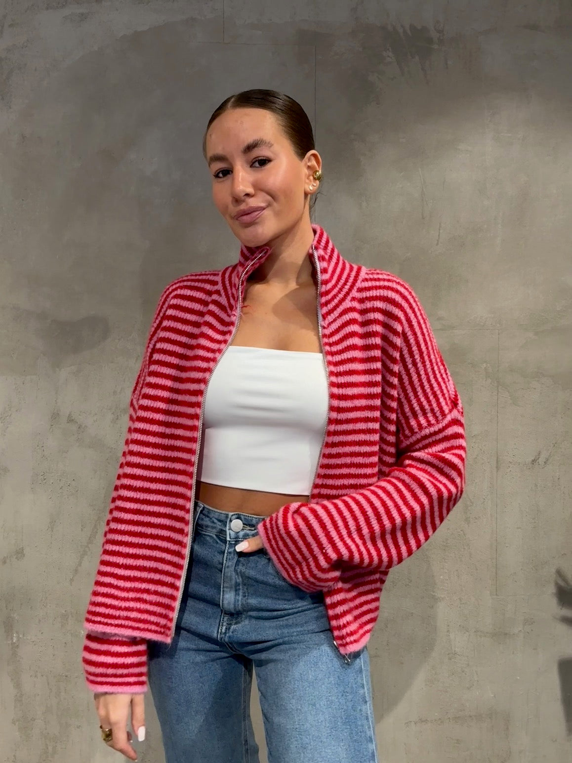 Zip Cardigan pink/rot