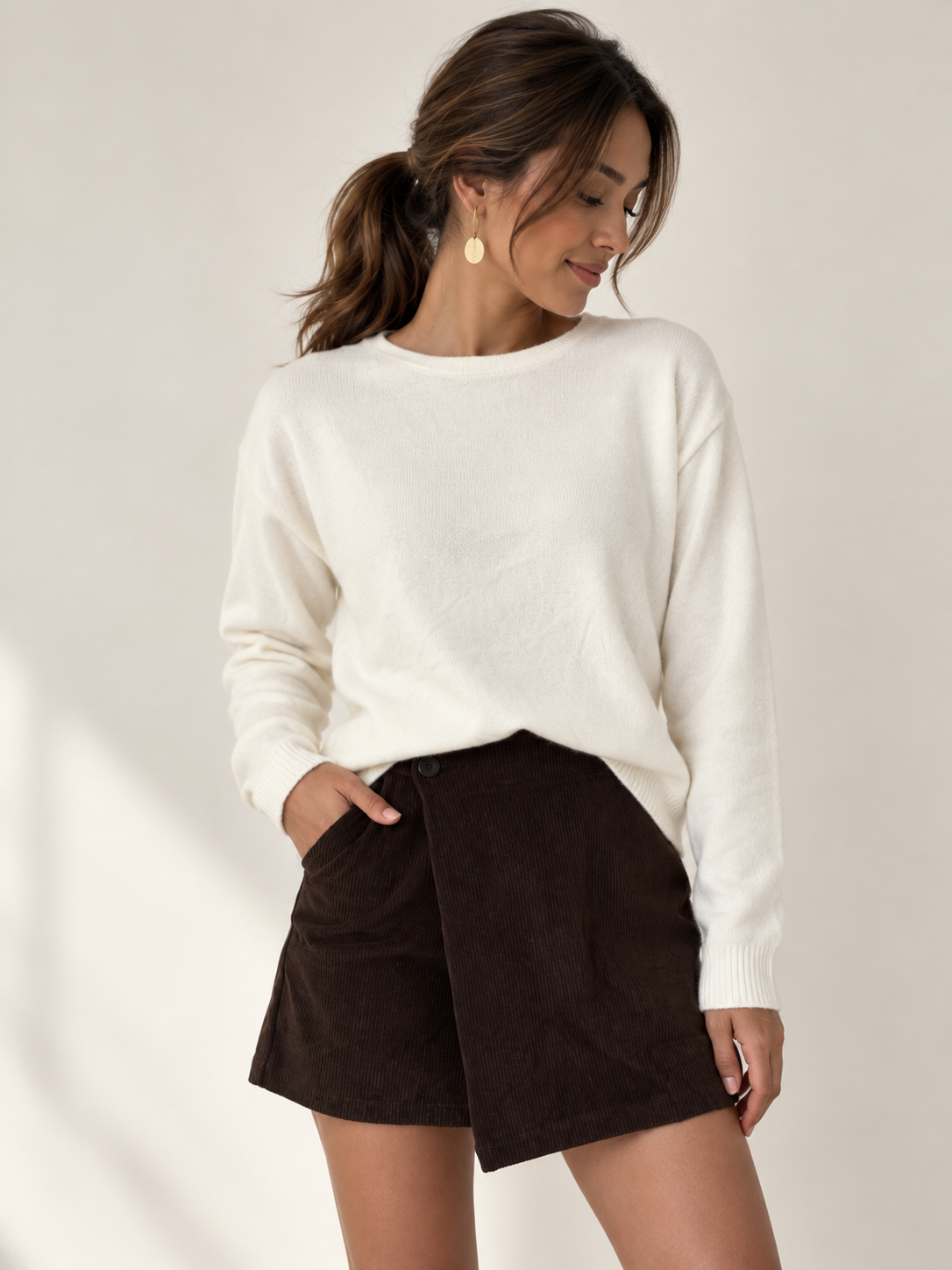 Lace-Back Pullover Creme