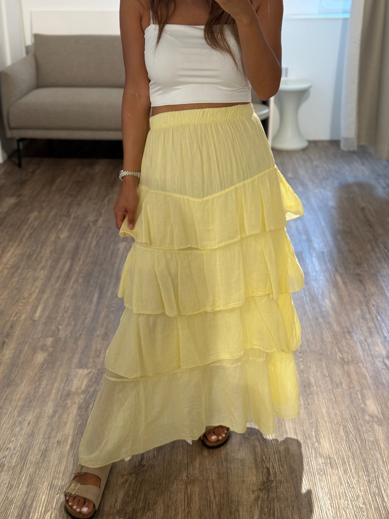 Maxi Skirt Volant lemon