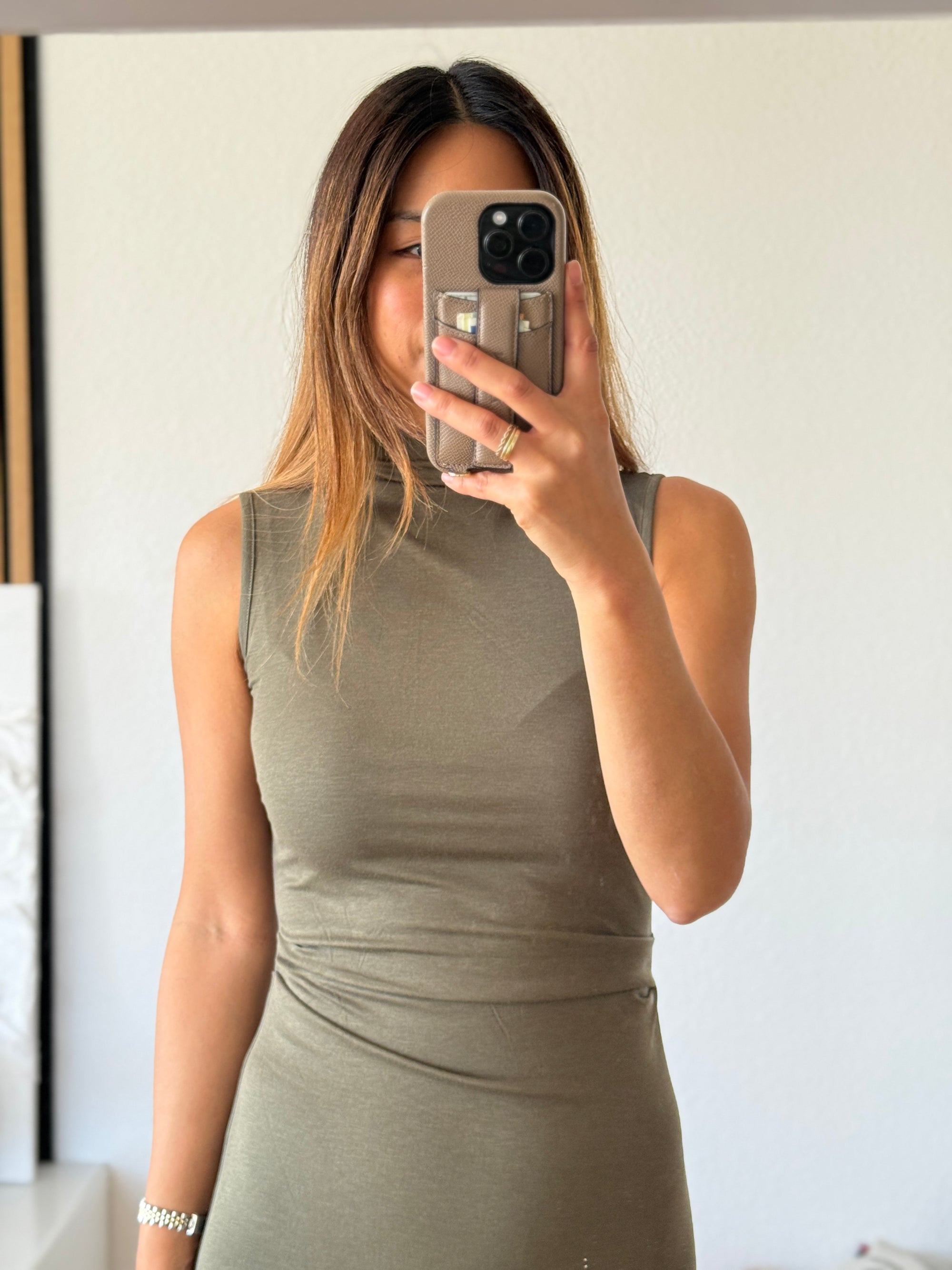 Highneck Kleid olive