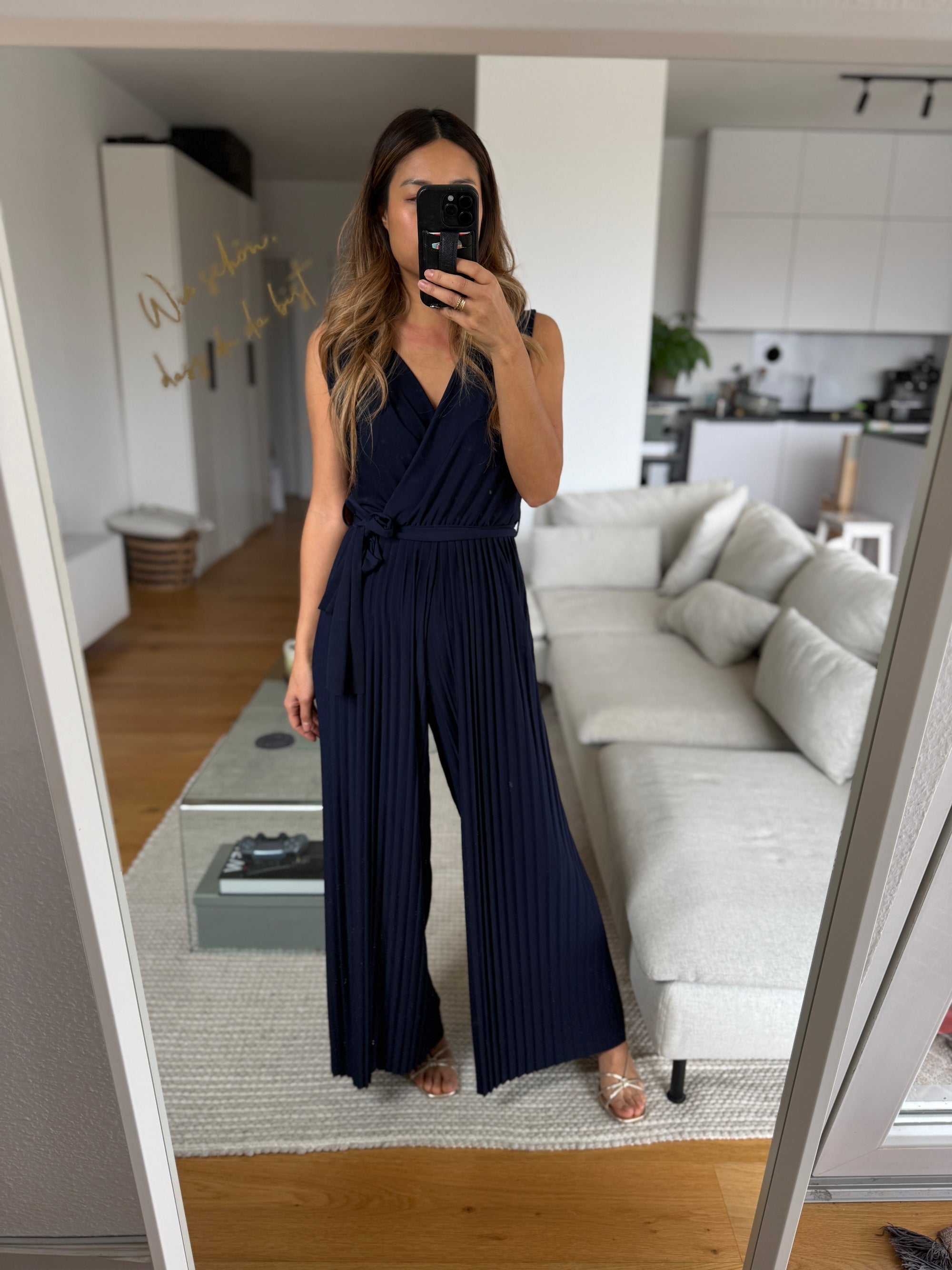 Plissee Jumpsuit dunkelblau