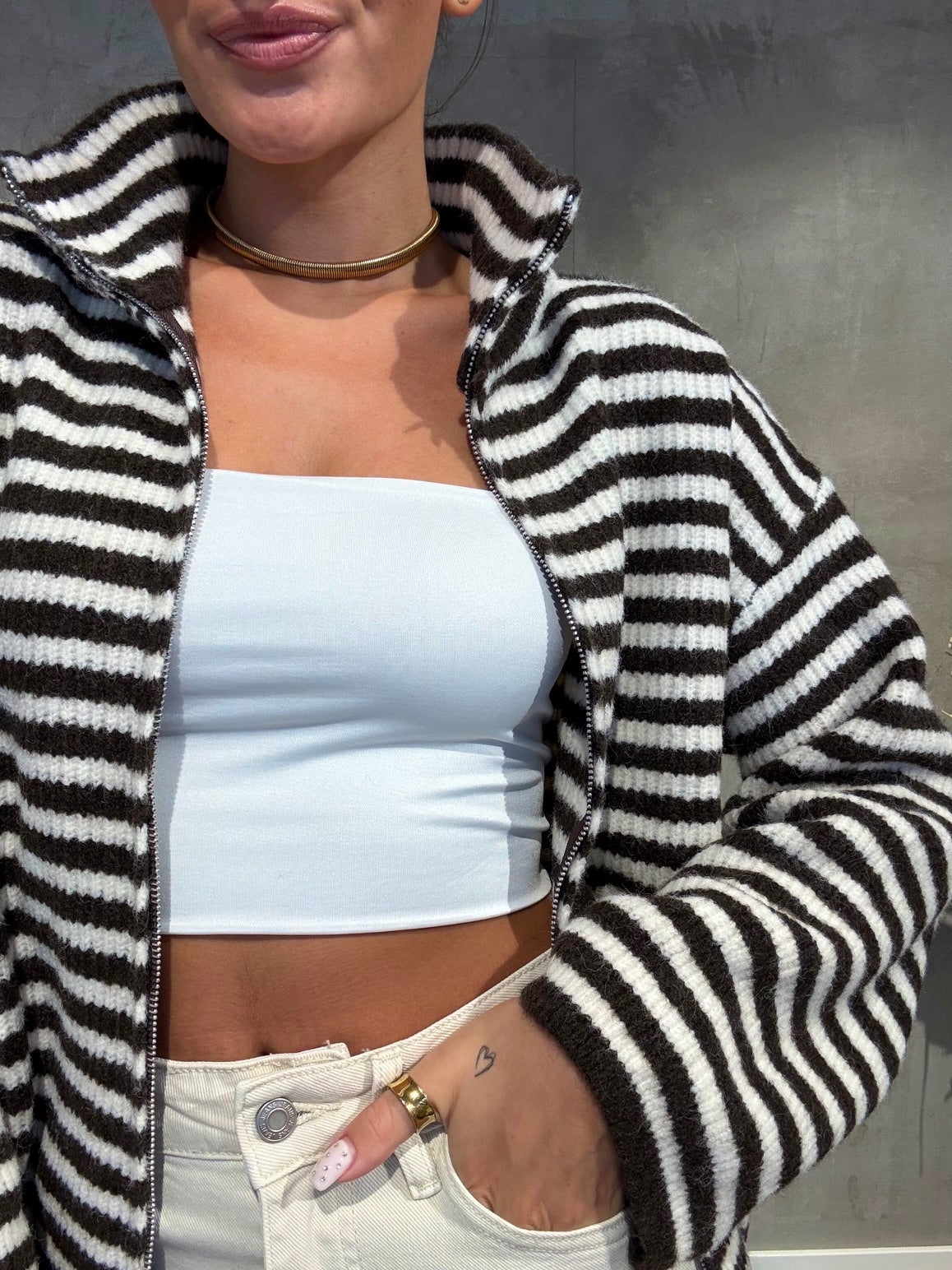 Zip Cardigan chocolate