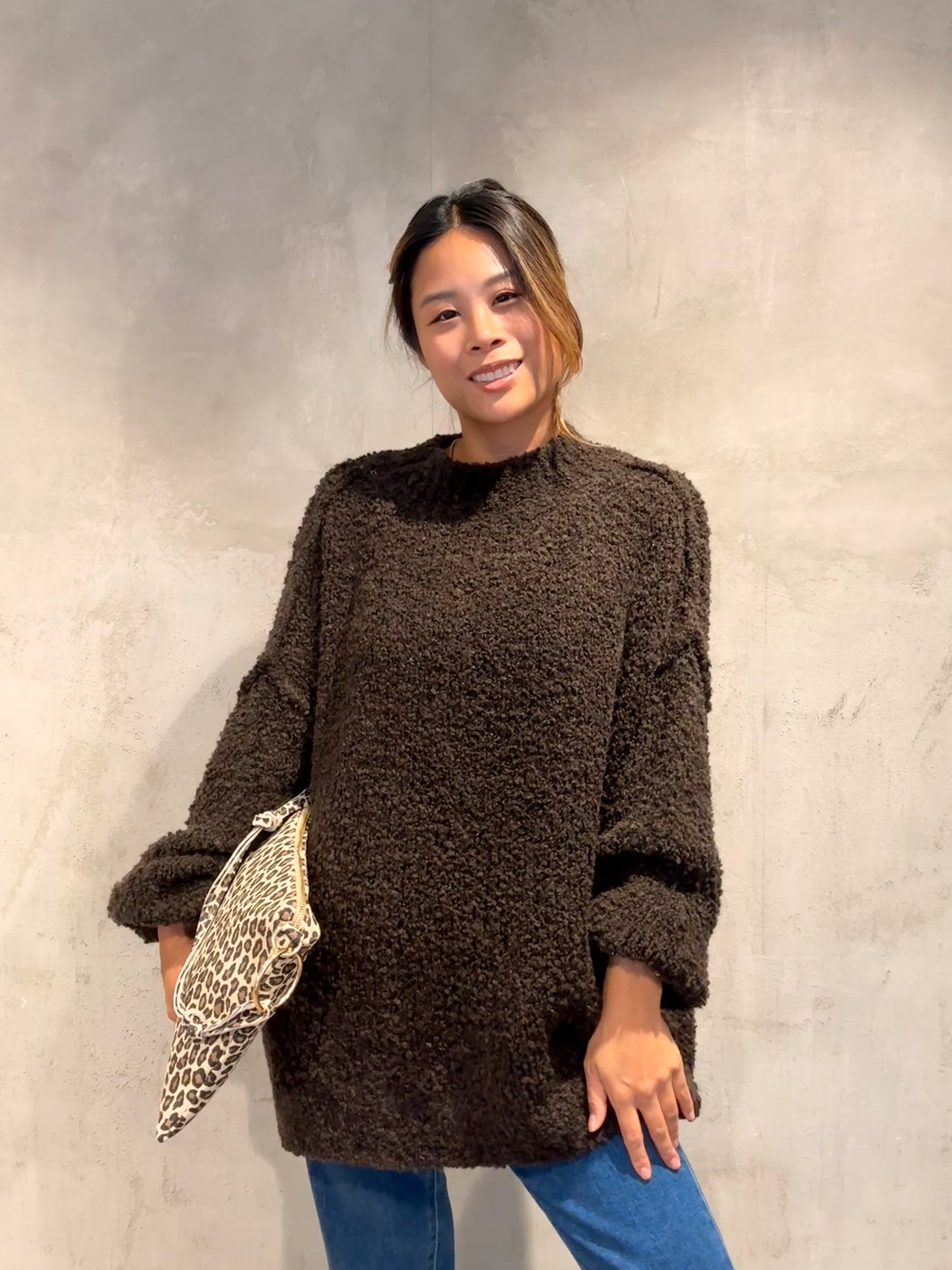 Bouclé Oversize Pullover schoko