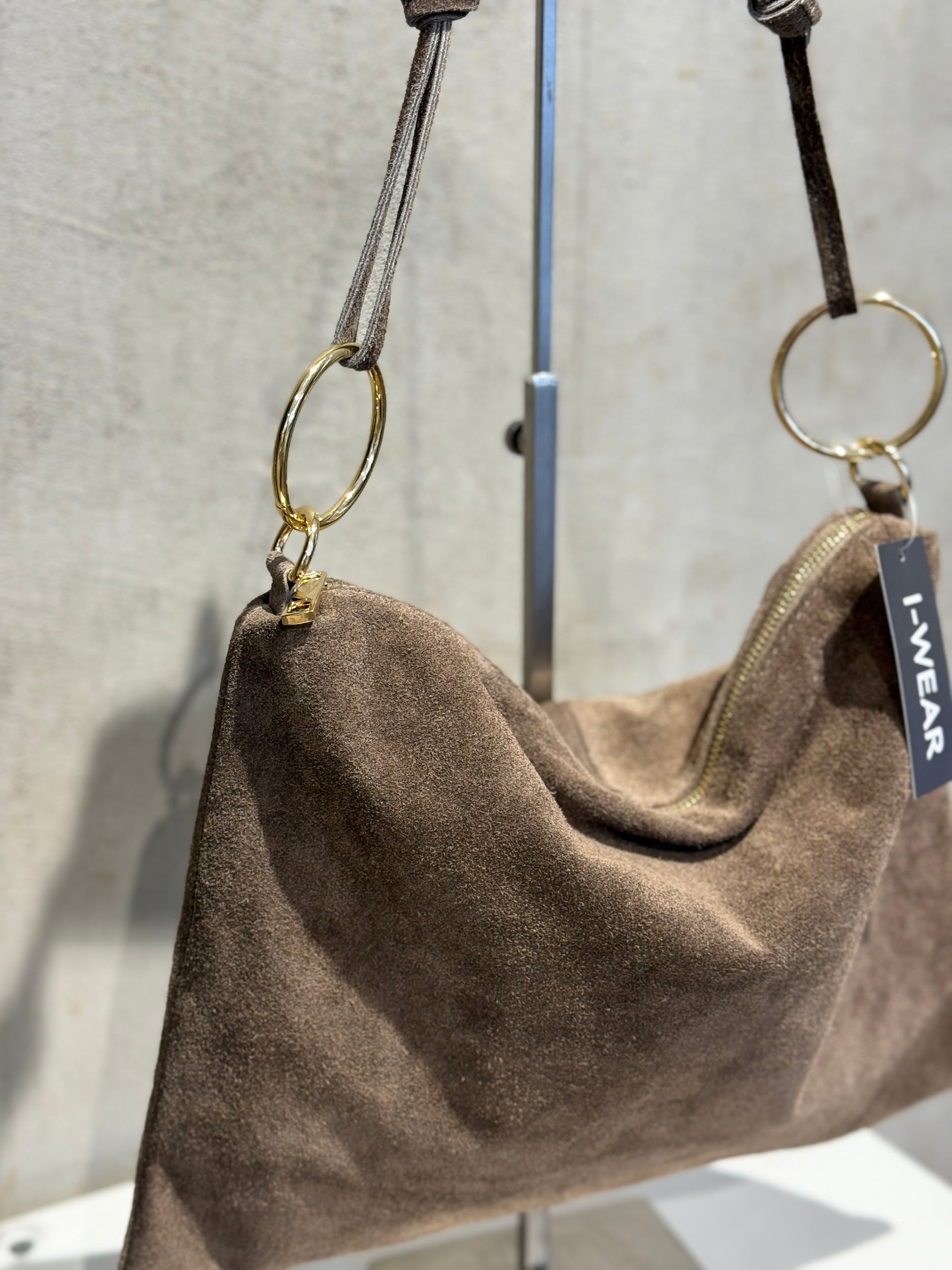 Wildledertasche Ring taupe