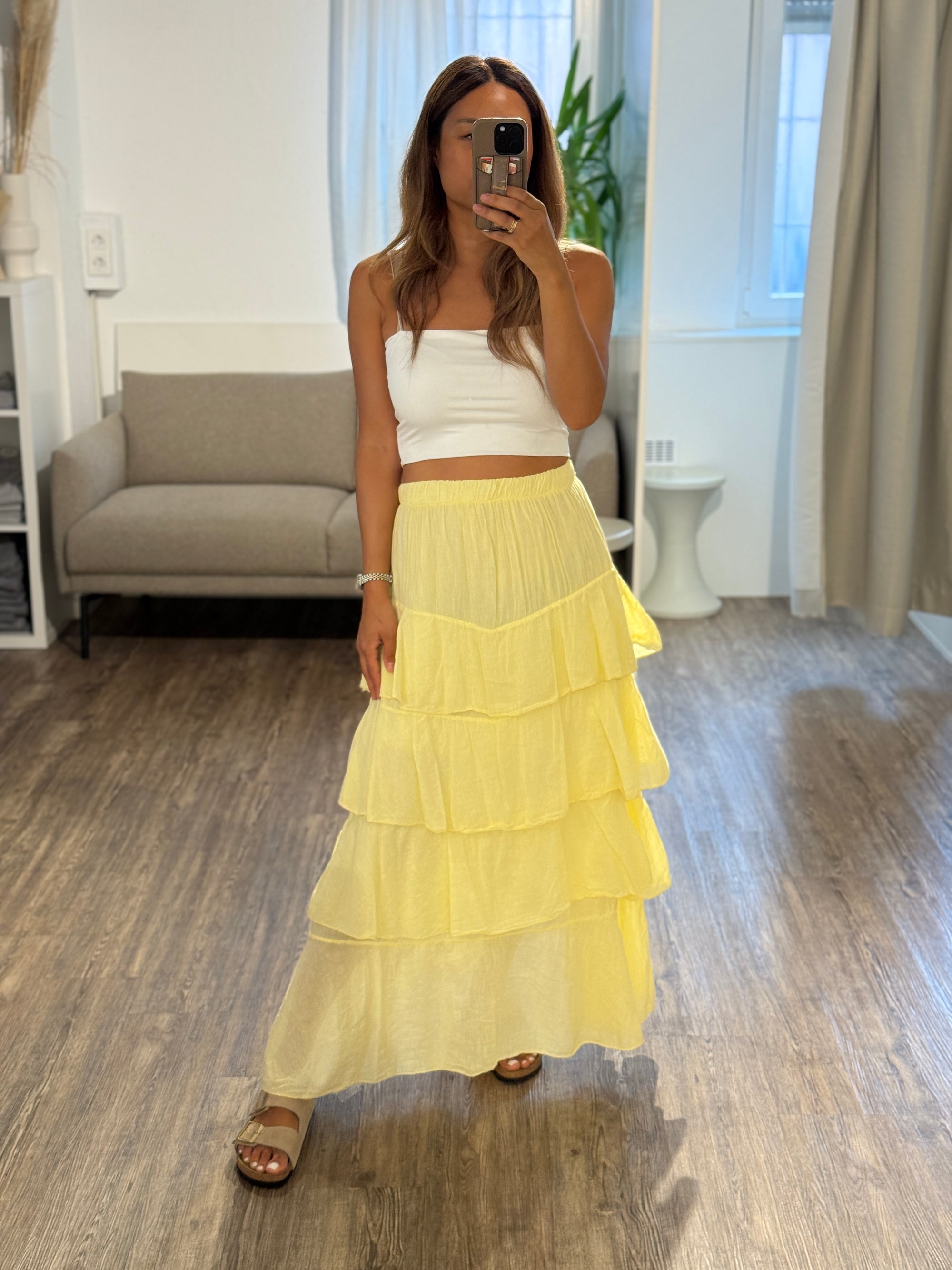 Maxi Skirt Volant lemon
