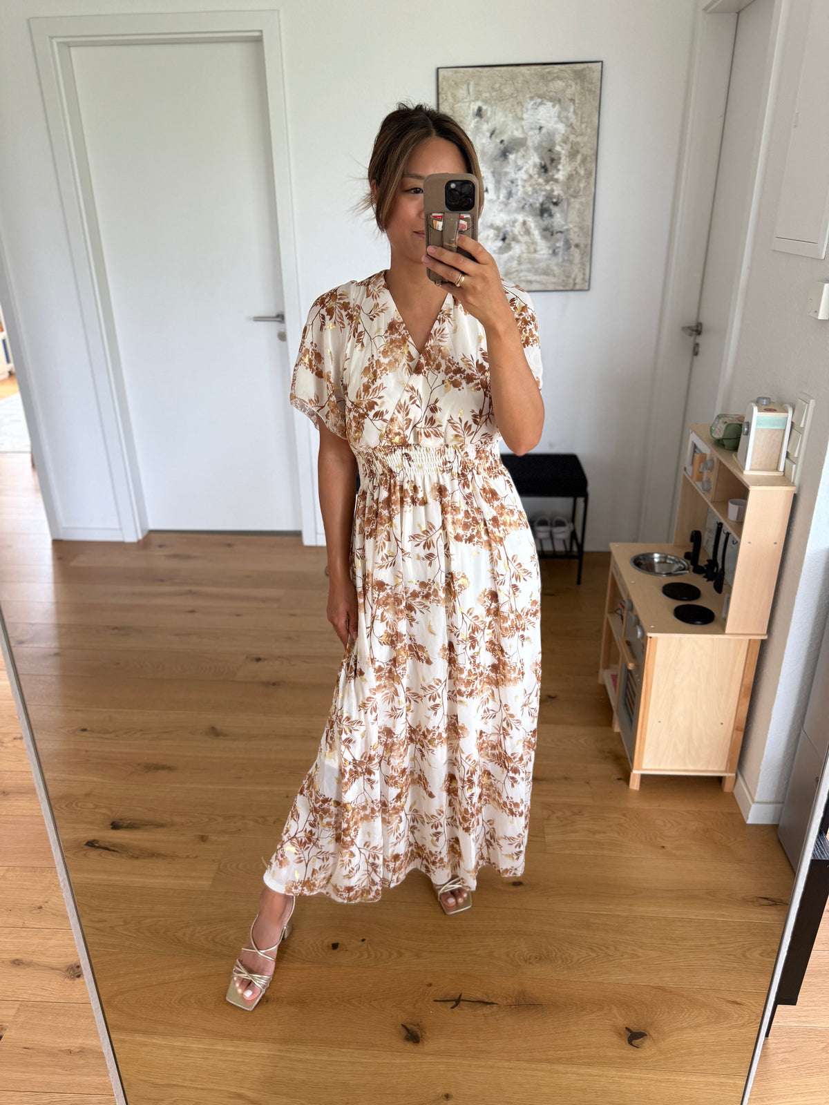 Flower Kleid rostbraun