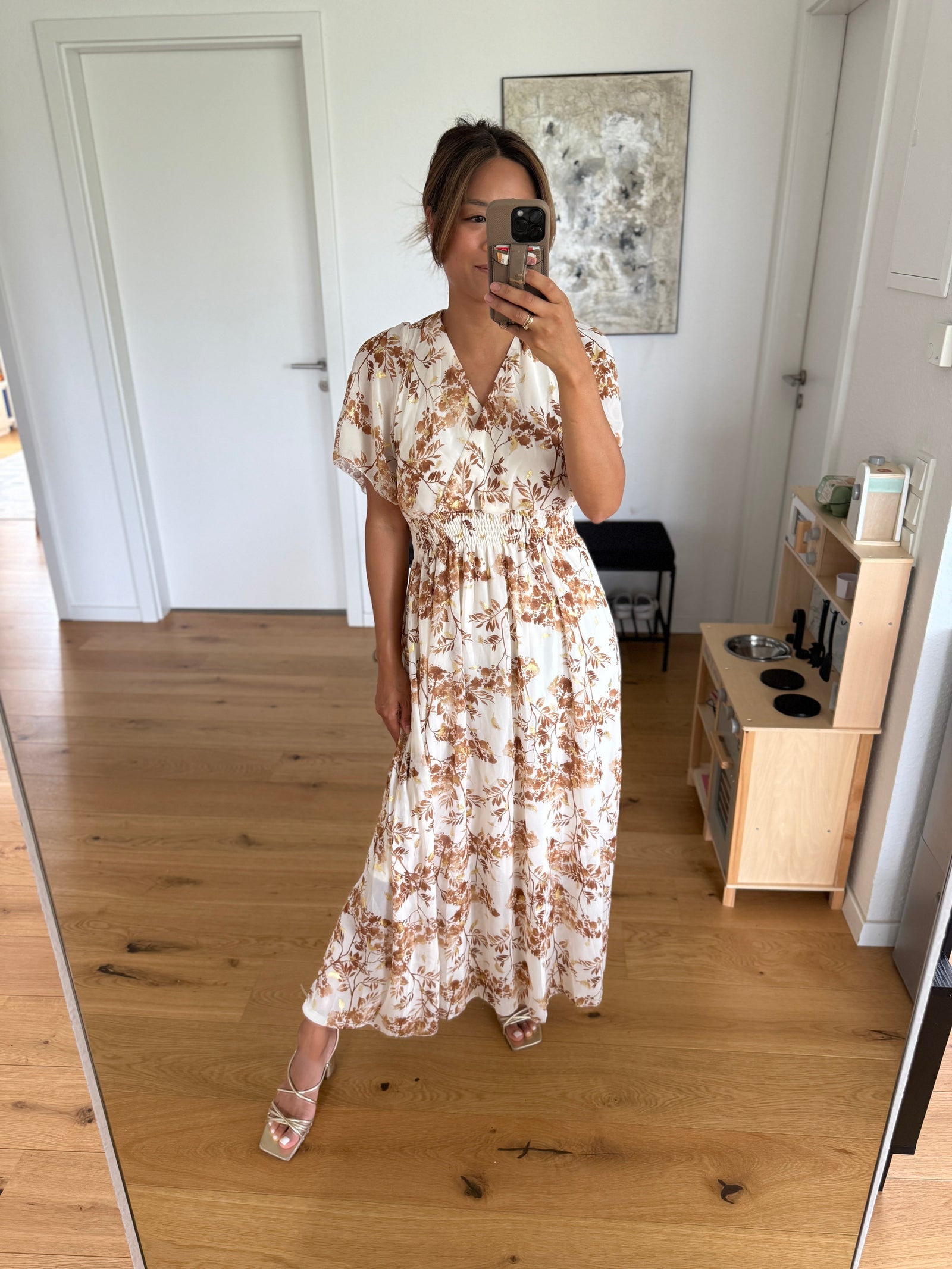 Flower Kleid rostbraun