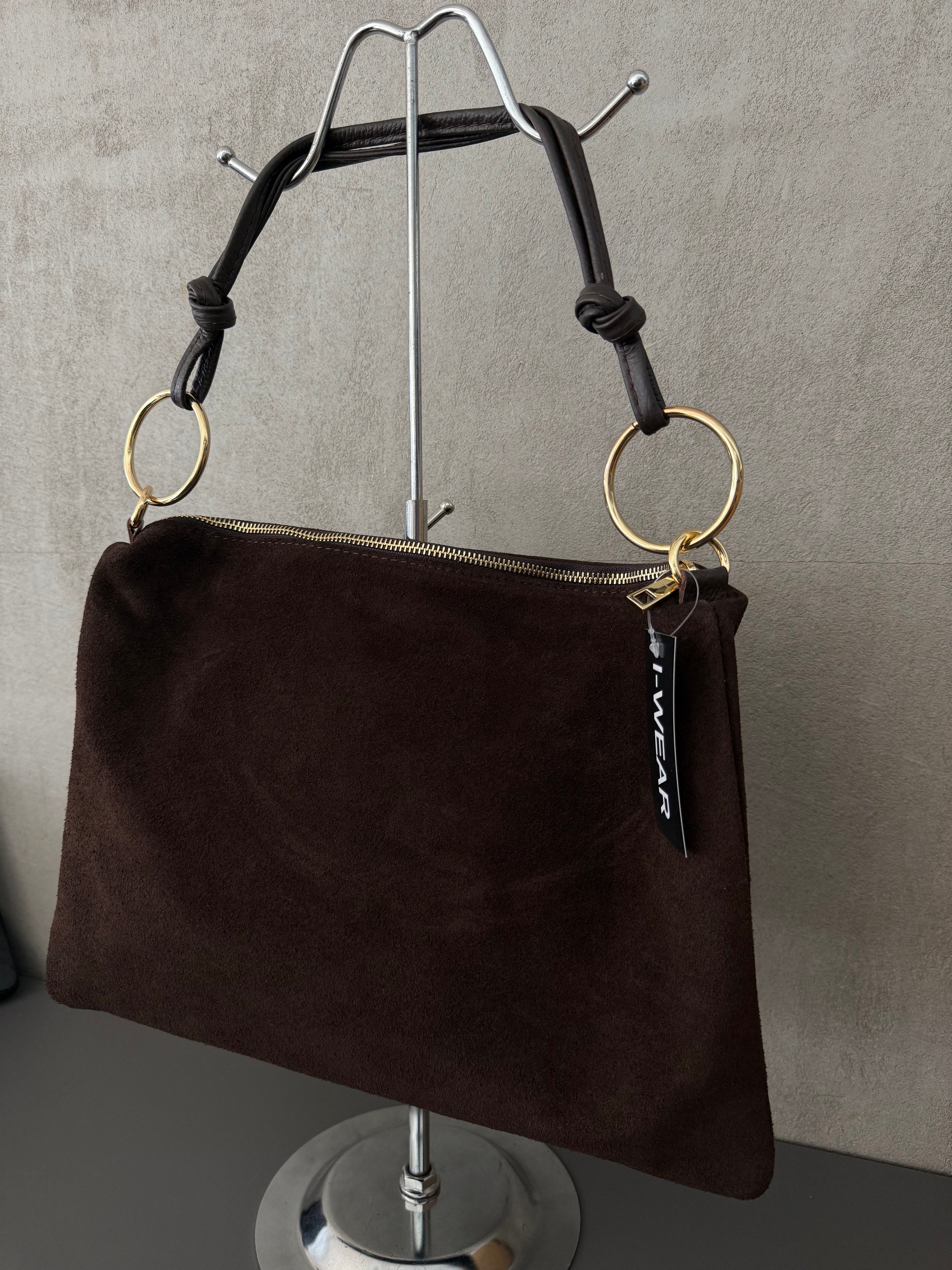 Wildledertasche Ring Schoko