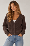 Short V-Cardigan Dunkelbraun