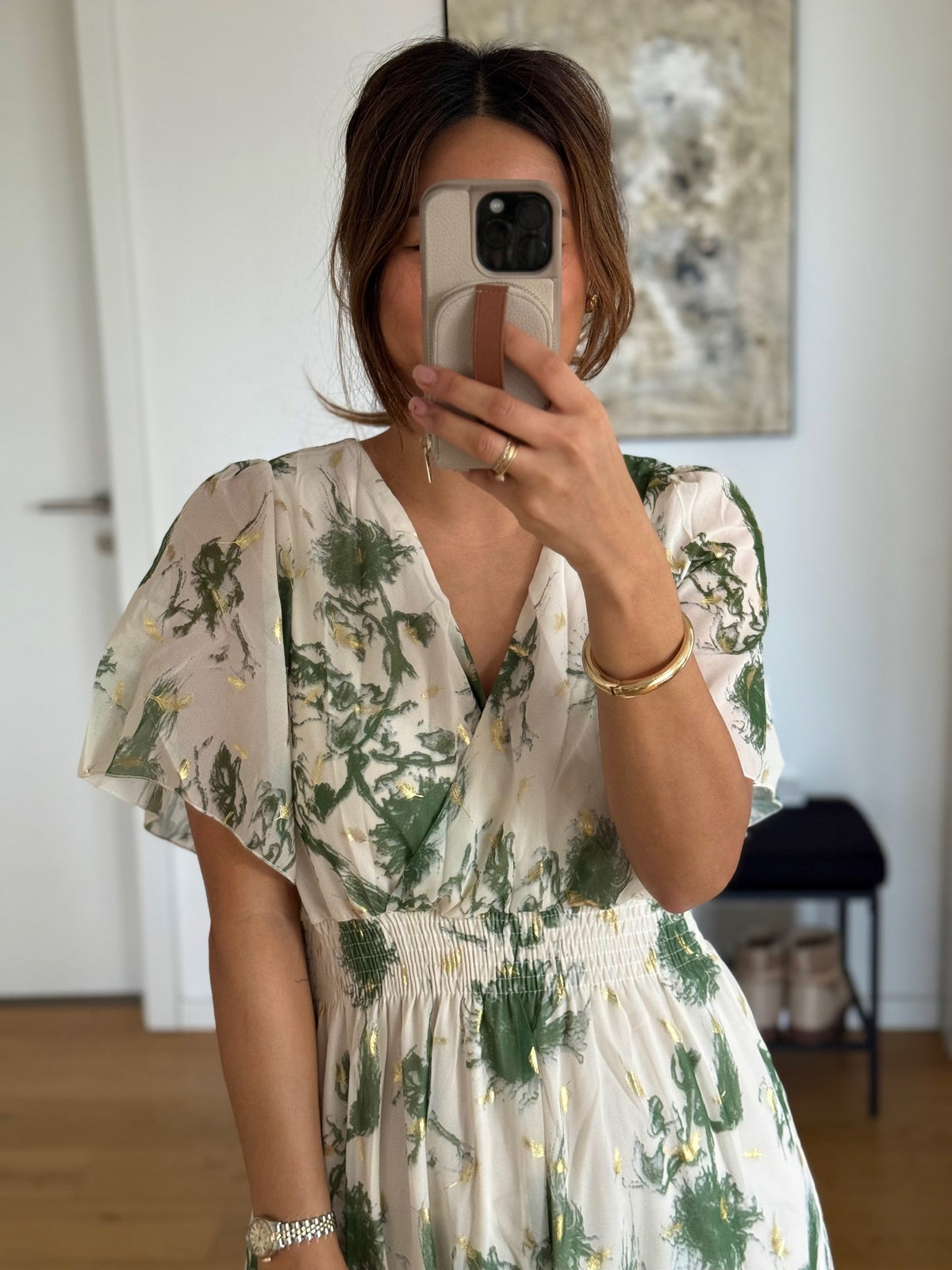 Flower Maxi Kleid Olive