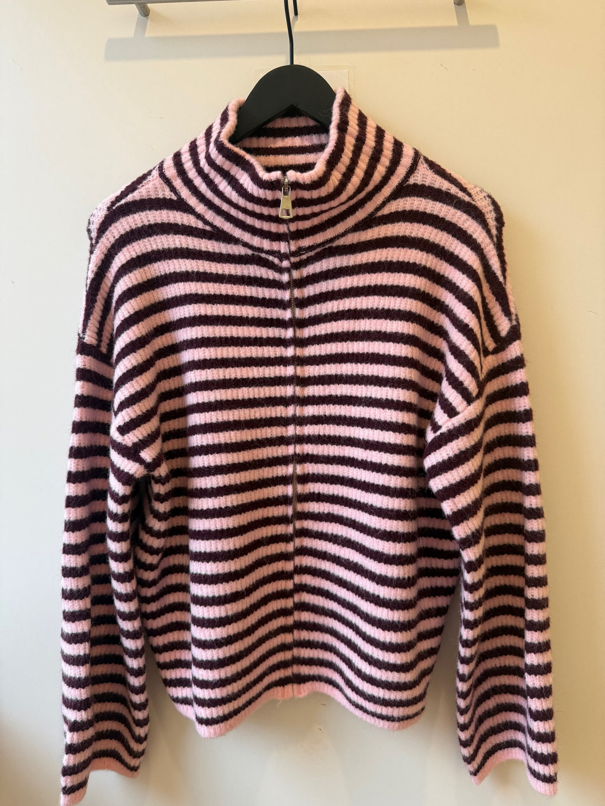 Zip Cardigan Bordeaux/rosa