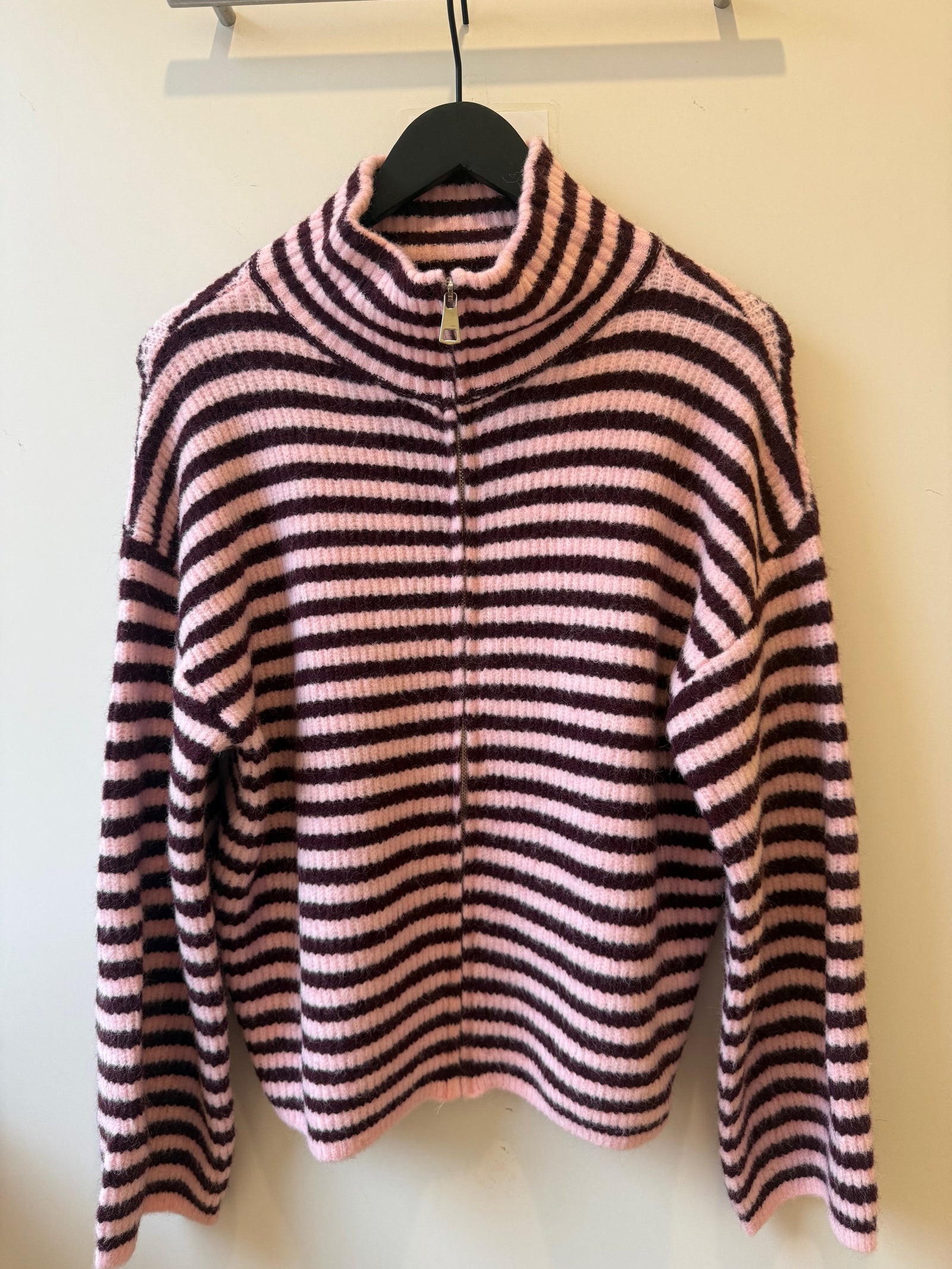 Zip Cardigan Bordeaux/rosa