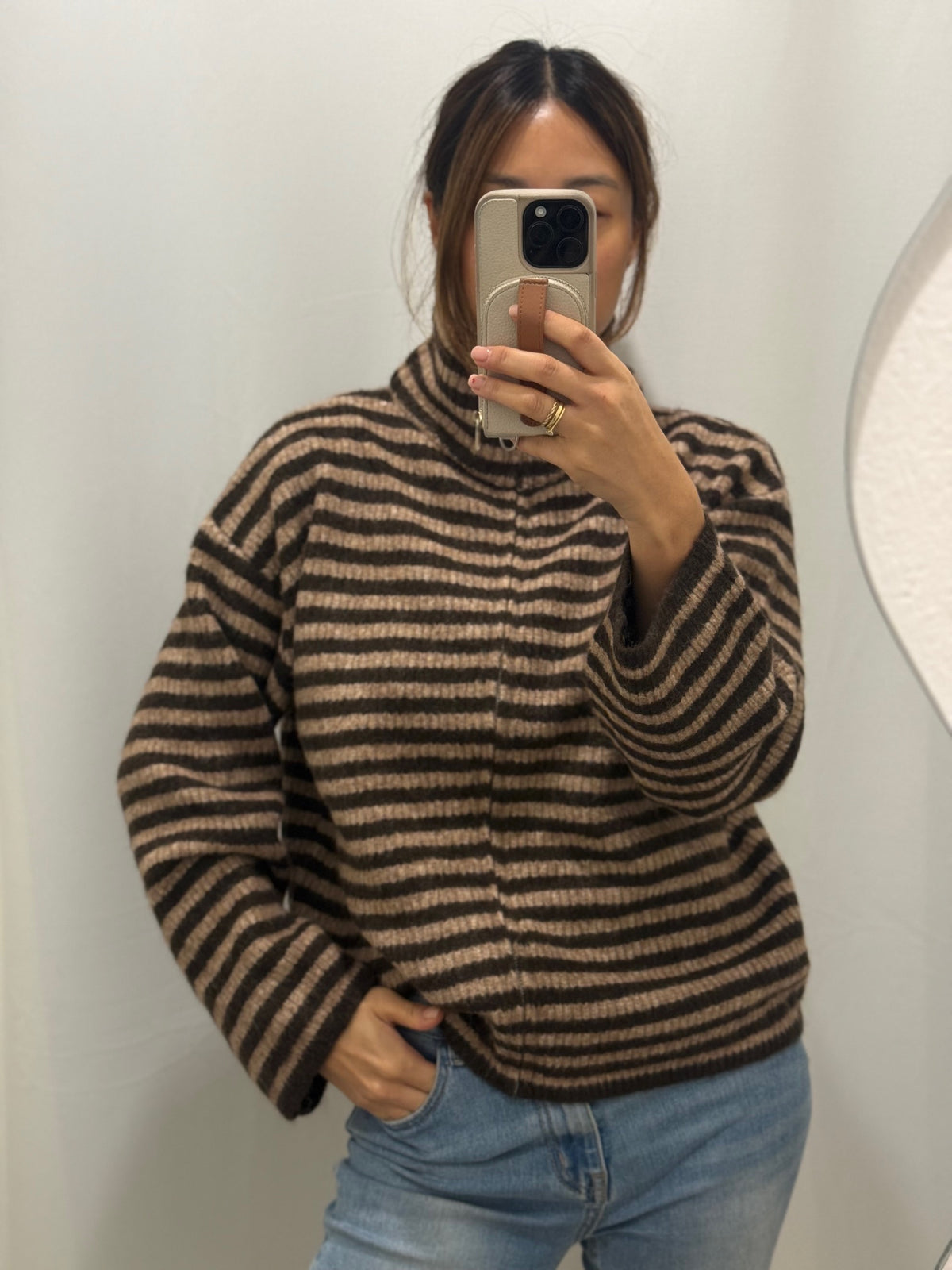 Zip Cardigan brown /caramel