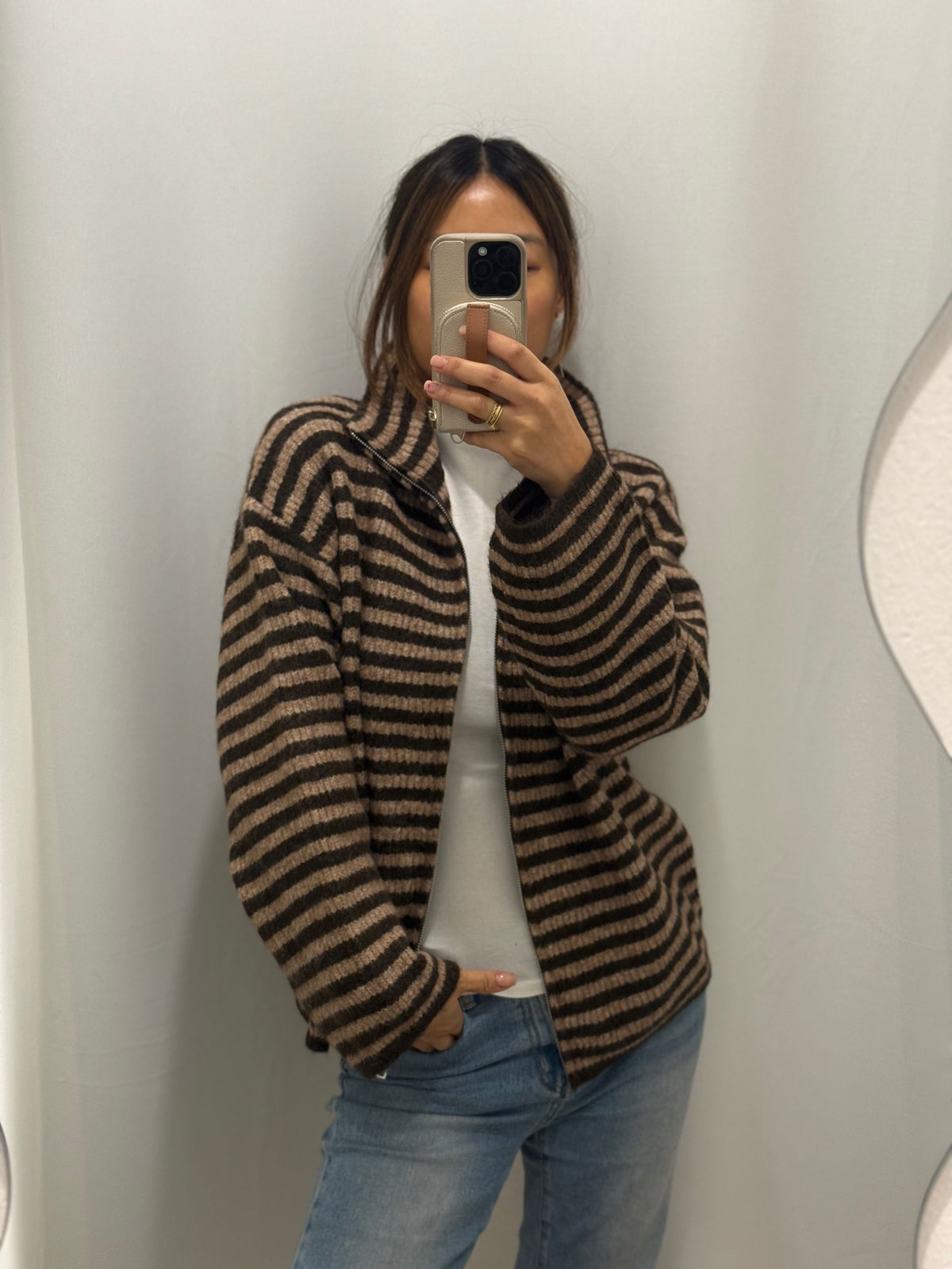 Zip Cardigan brown /schoko