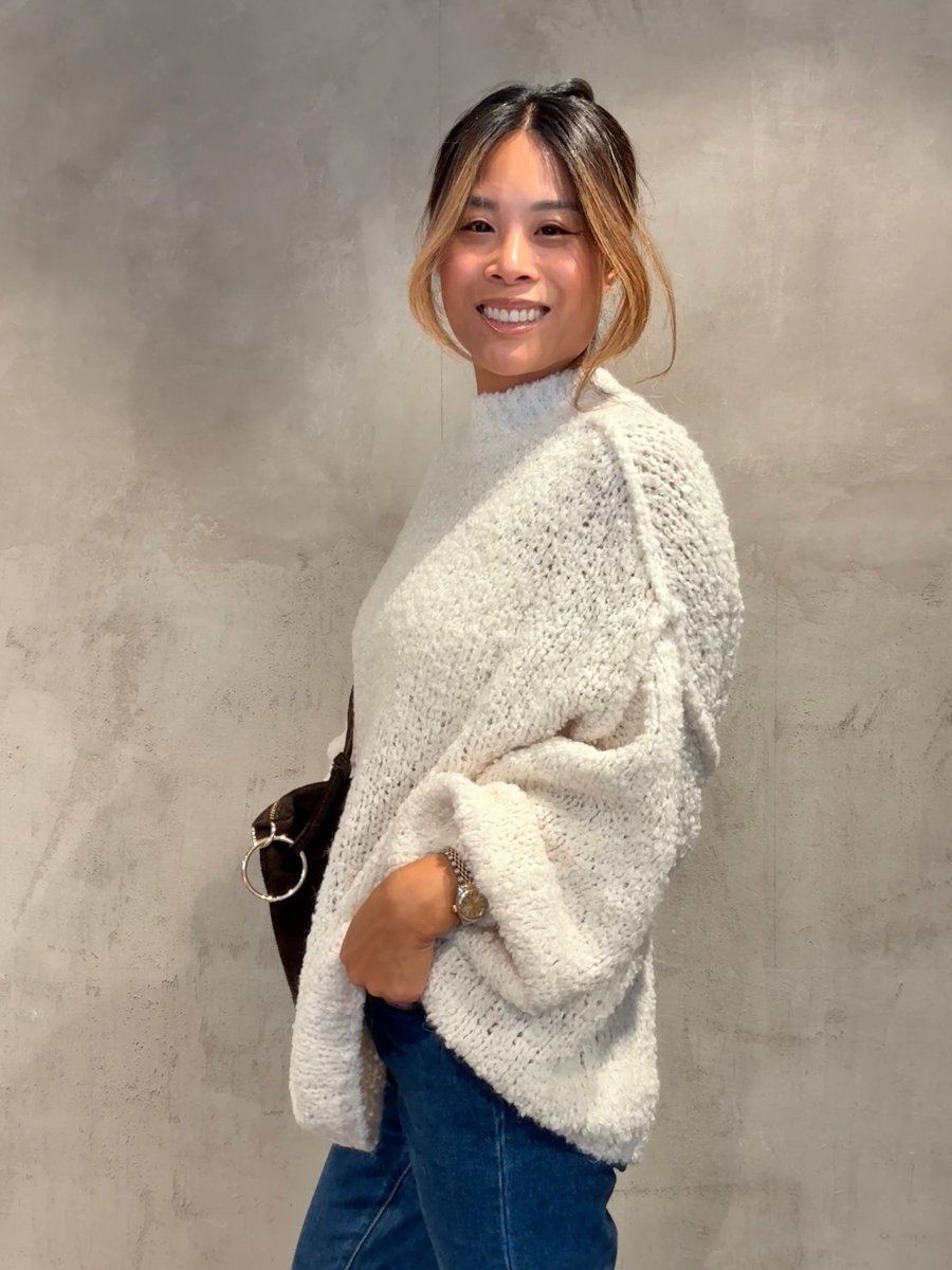 Bouclé Oversize Pullover creme - I - Wear Mode GmbH
