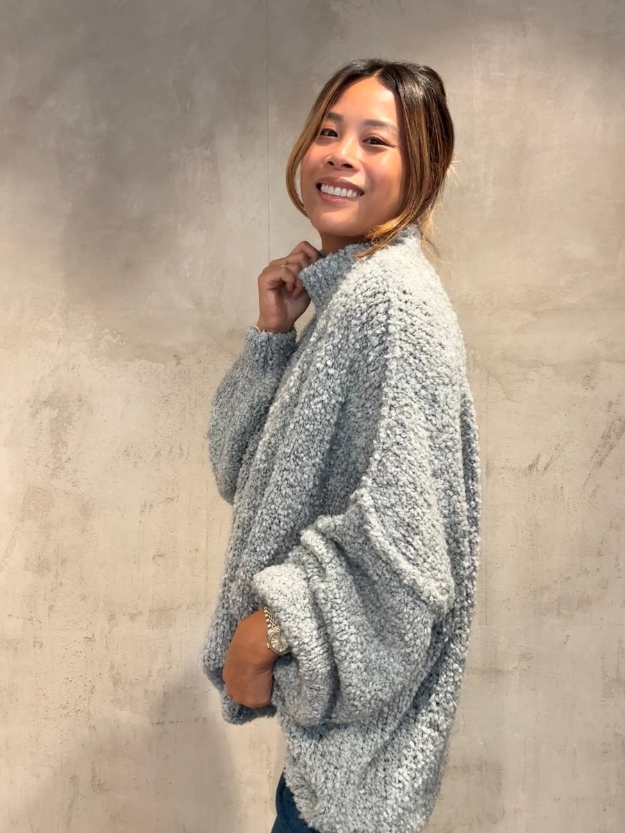 Bouclé Oversize Pullover grau - I - Wear Mode GmbH
