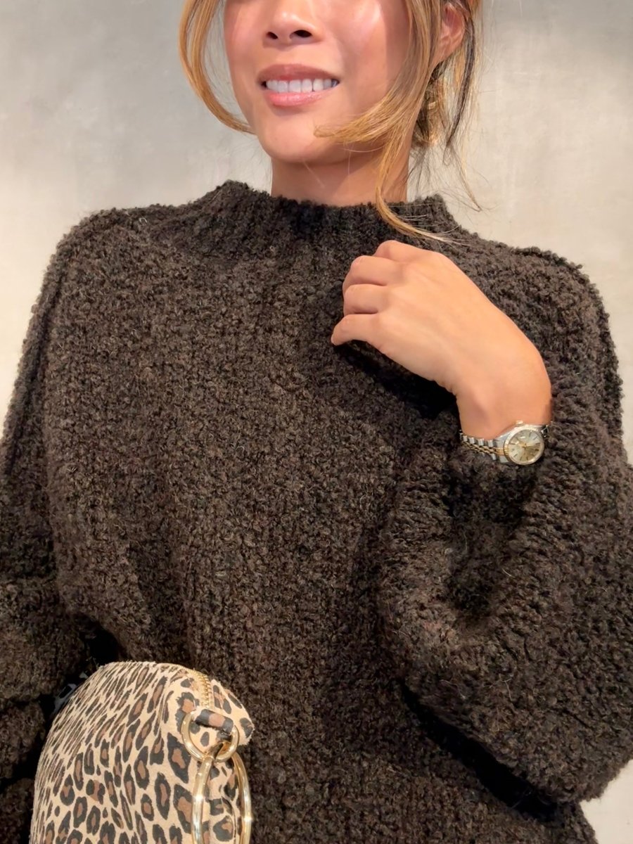 Bouclé Oversize Pullover schoko - I - Wear Mode GmbH