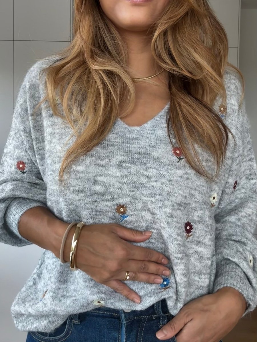 Flower Pullover Grey - I - Wear Mode GmbH