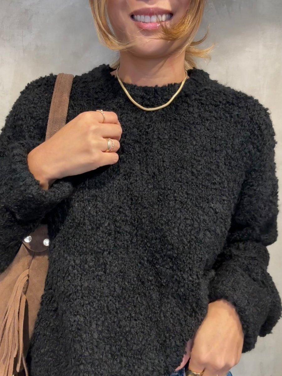 Kurzer Bouclé Pullover black - I - Wear Mode GmbH