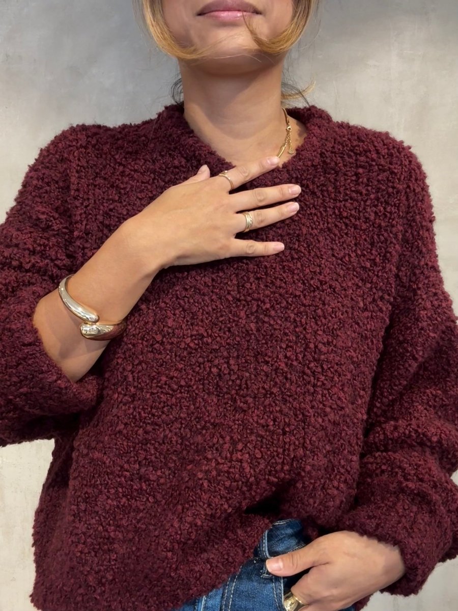 Kurzer Bouclé Pullover bordeaux - I - Wear Mode GmbH