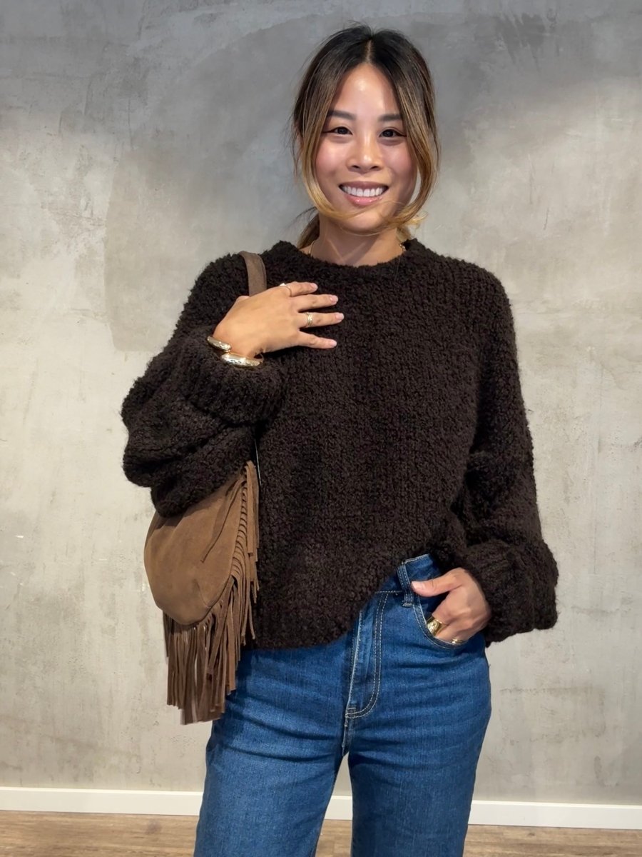 Kurzer Bouclé Pullover schoko - I - Wear Mode GmbH