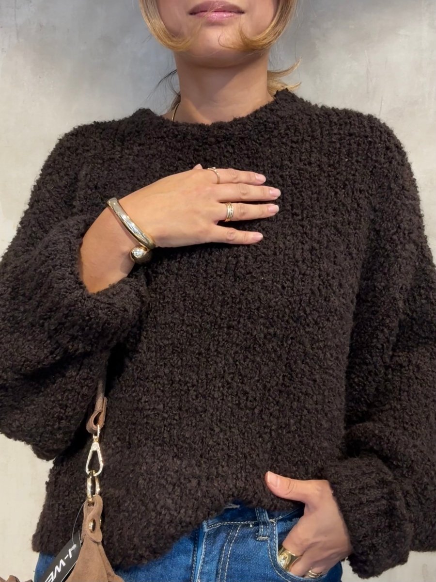 Kurzer Bouclé Pullover schoko - I - Wear Mode GmbH
