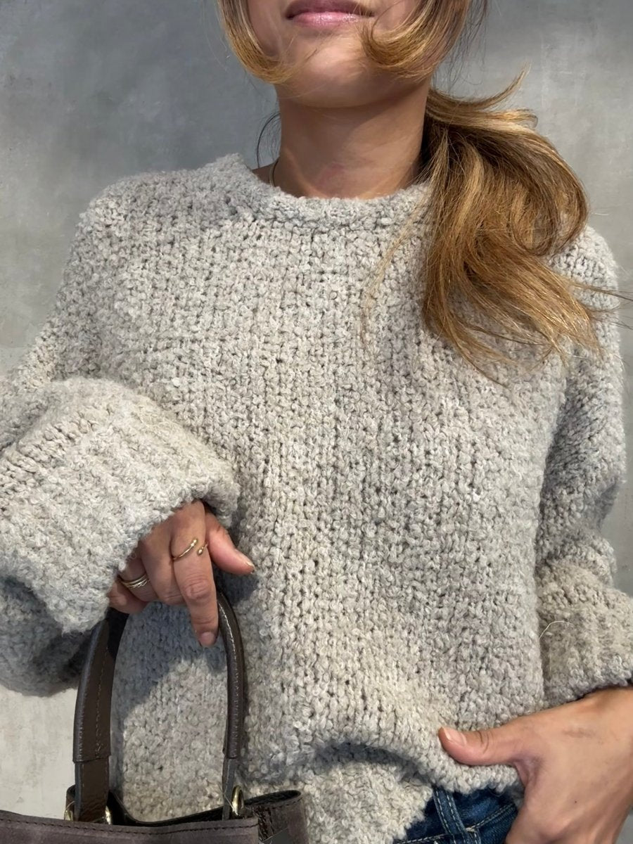 Kurzer Bouclé Pullover taupe - I - Wear Mode GmbH