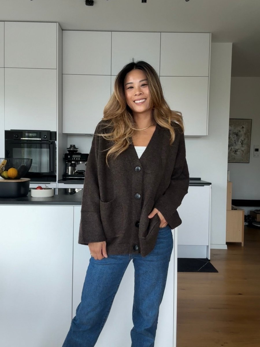 Oversize Knit Cardigan brown - I - Wear Mode GmbH