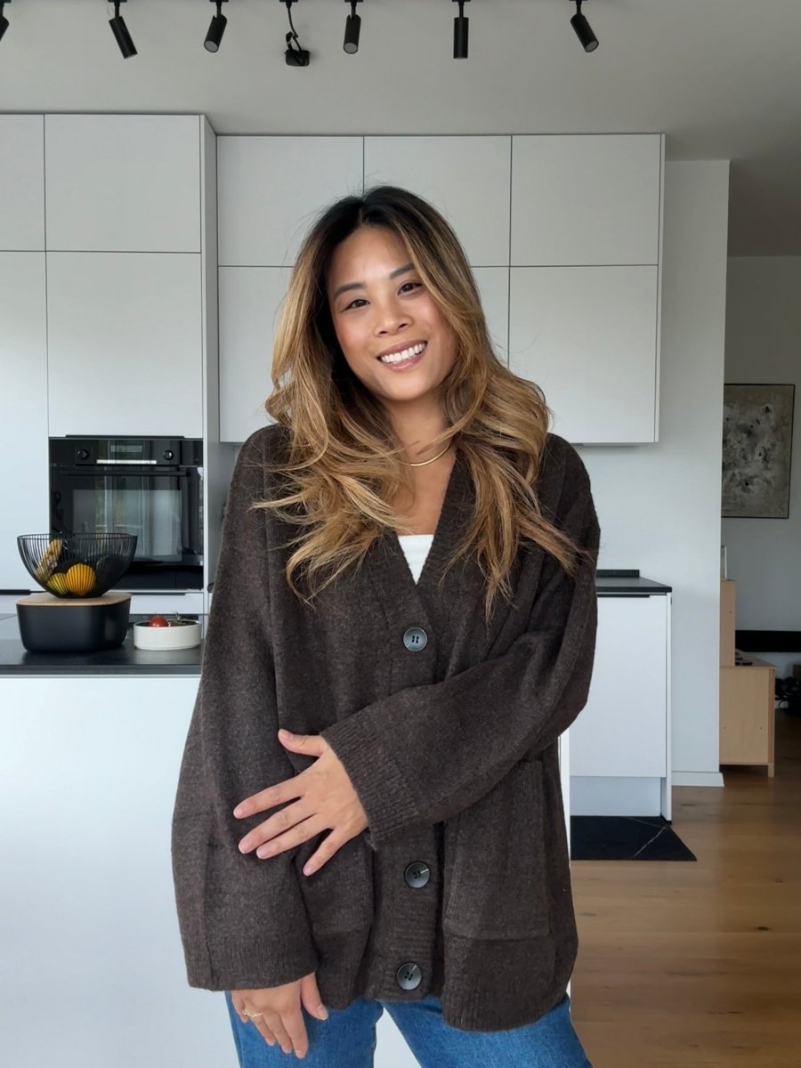 Oversize Knit Cardigan brown - I - Wear Mode GmbH