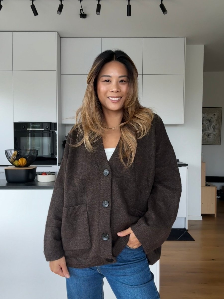 Oversize Knit Cardigan brown - I - Wear Mode GmbH