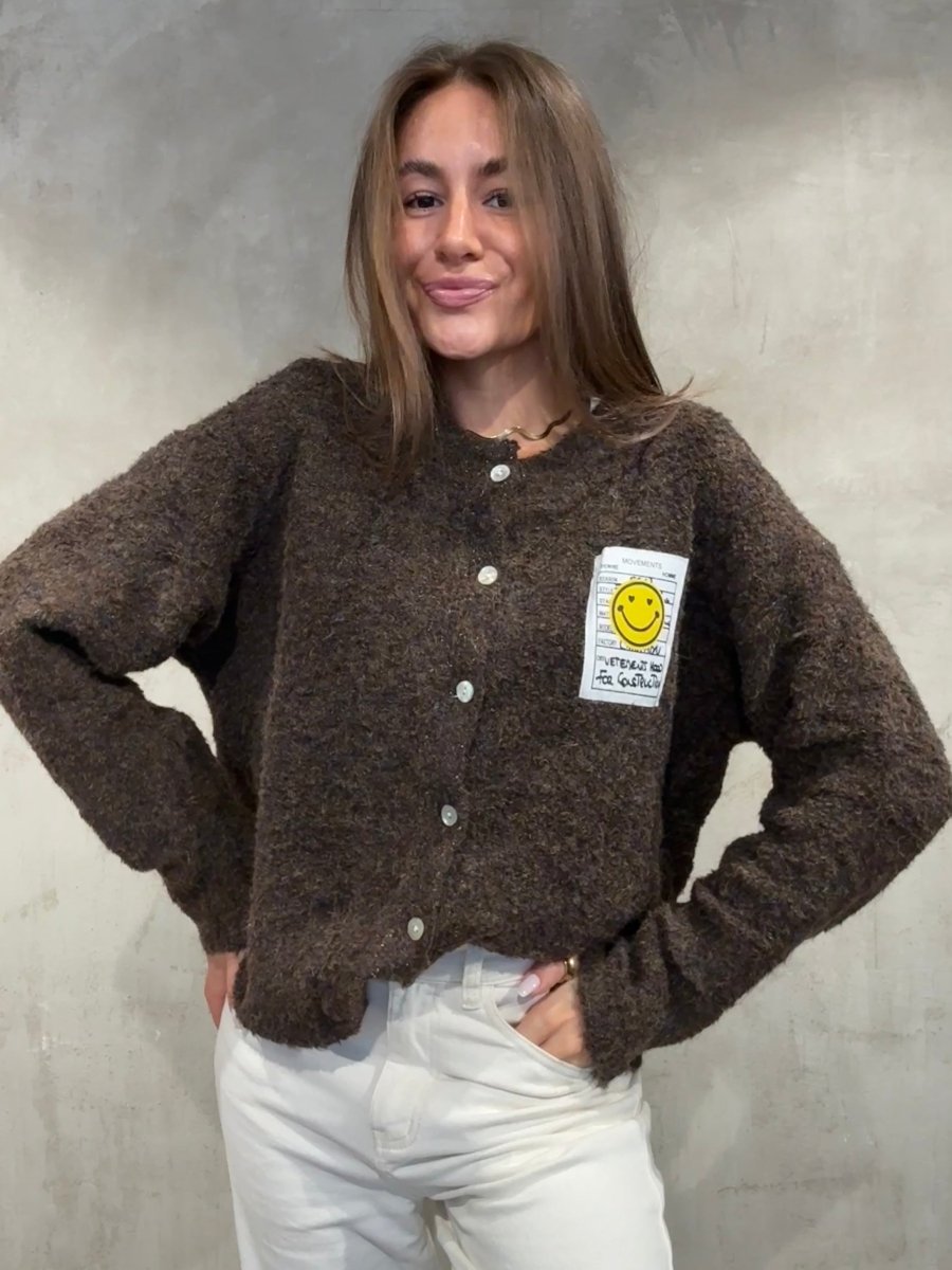 Smiley Cardigan brown - I - Wear Mode GmbH