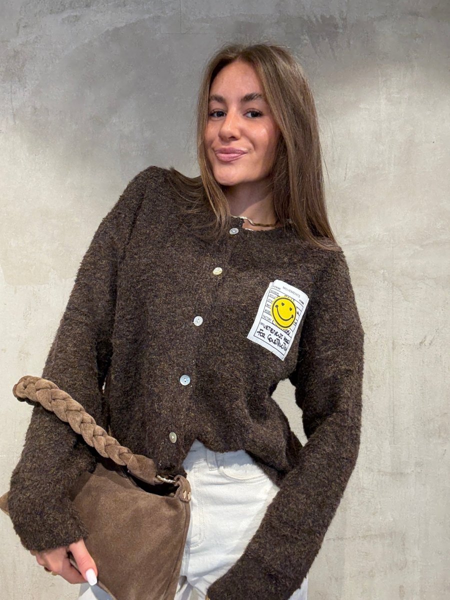 Smiley Cardigan brown - I - Wear Mode GmbH