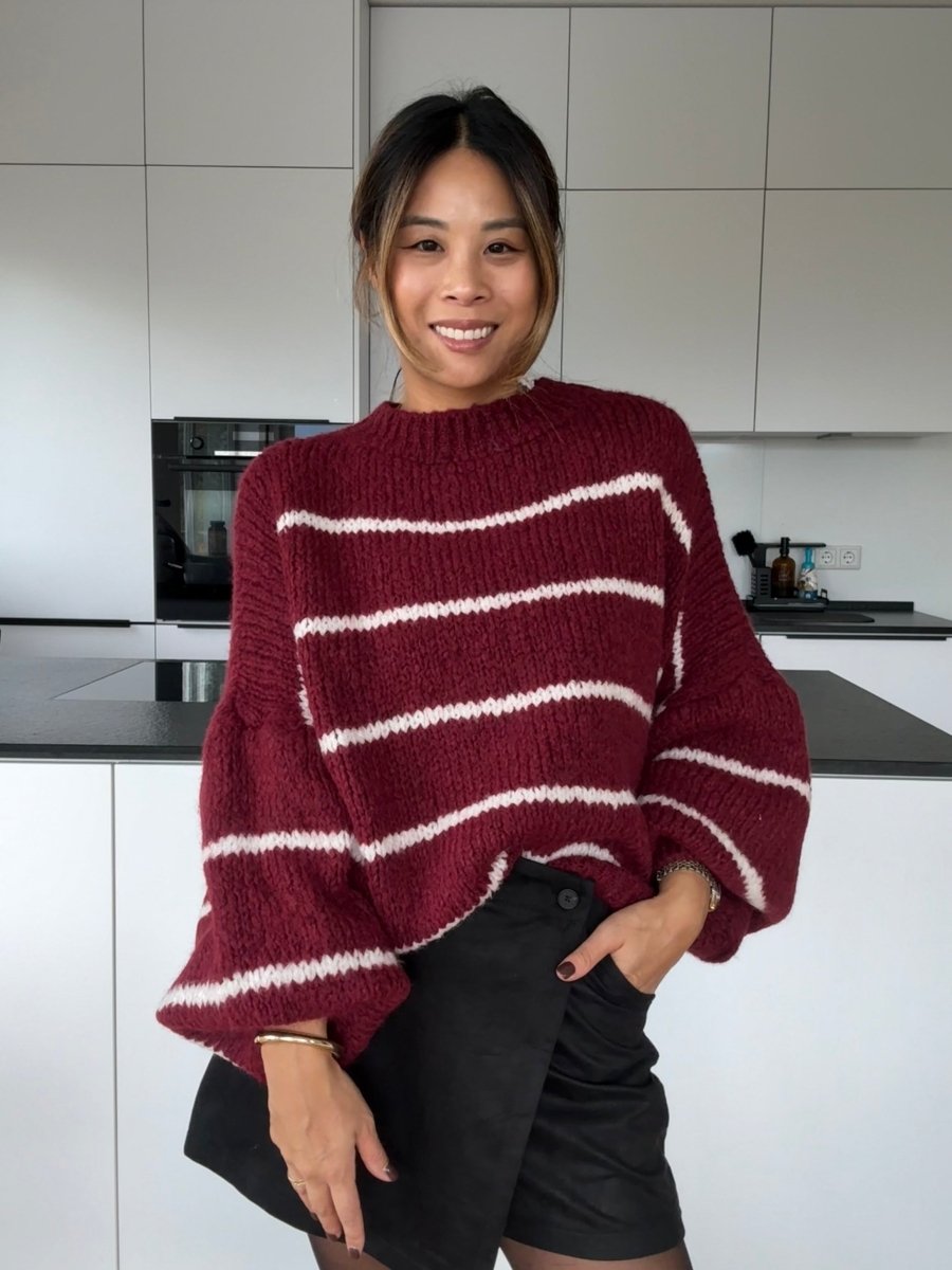 Stripe Pullover bordeaux - I - Wear Mode GmbH
