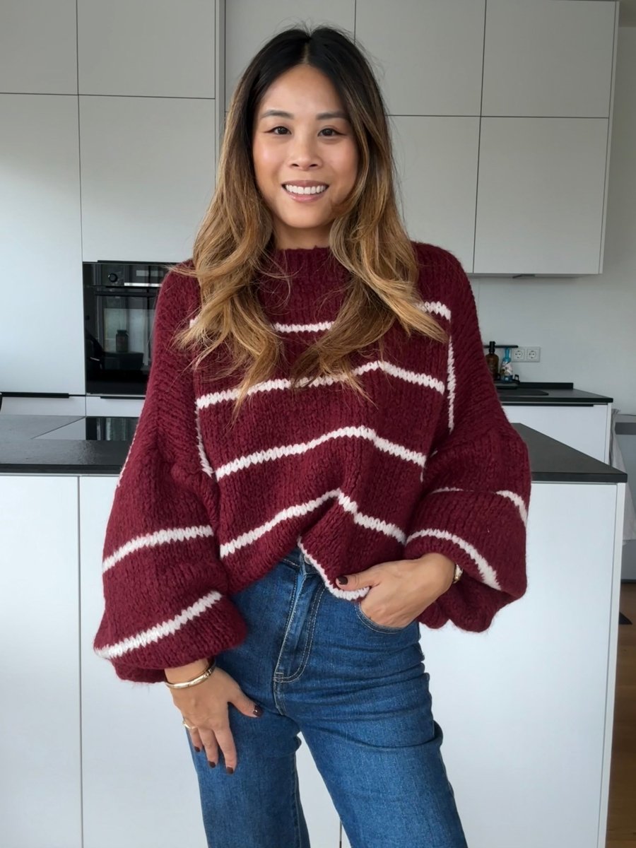 Stripe Pullover bordeaux - I - Wear Mode GmbH